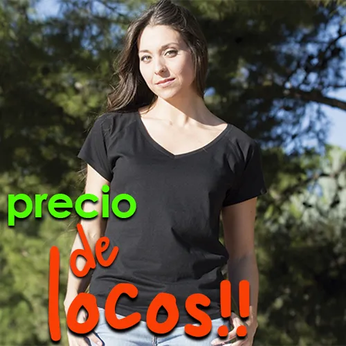 CAMISETA PICO MUJER SETAS 